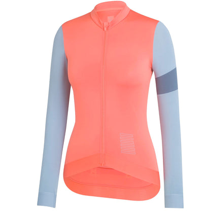 Rapha Women's Pro Team Training Jersey Long Sleeve, Peach/Grey Blue buy online