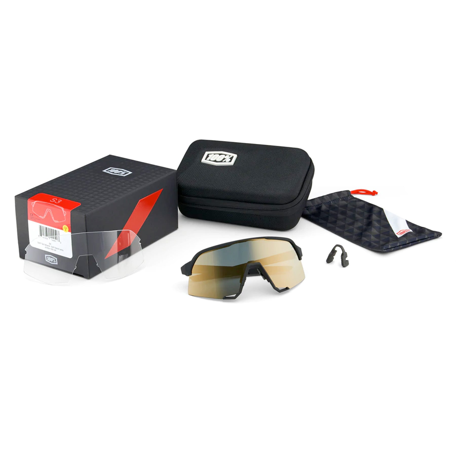 100% S3 Cycling Sunglasses - Soft Tact Grey Camo with HiPER Red