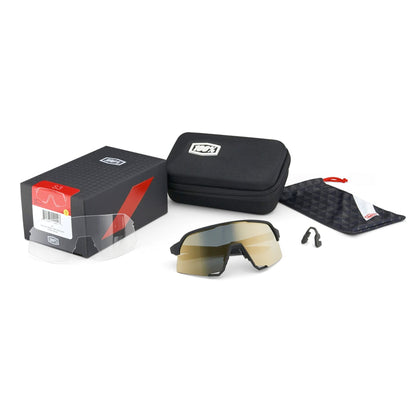 100% S3 Cycling Sunglasses - Soft Tact White With Hiper Red Multilayer Mirror Lens + Clear Lens