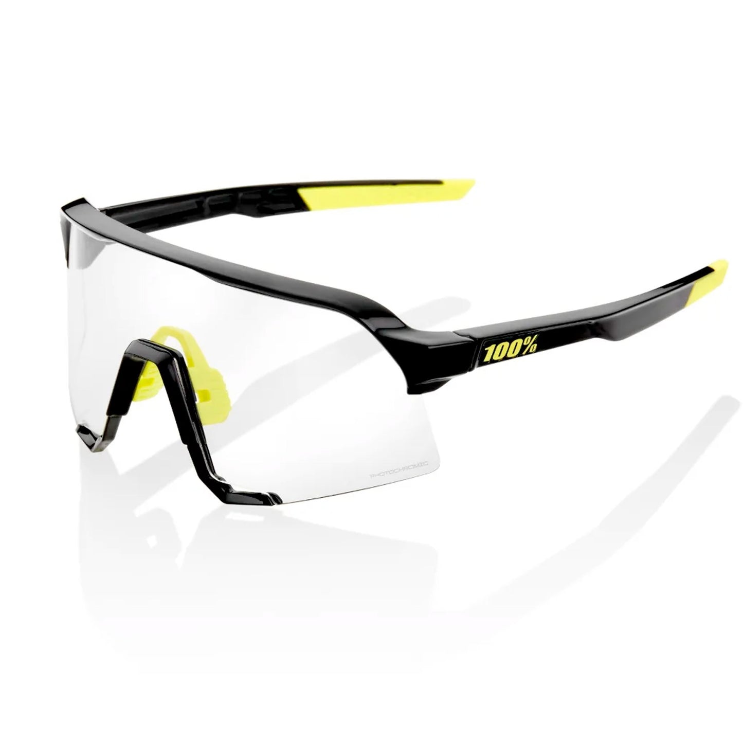 100% S3 Cycling Sunglasses - Gloss Black with Photochromic Lens