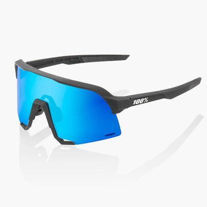 100% S3 Cycling Sunglasses - Matte Black HiPER® Blue Multilayer Mirror Lens + Clear Lens Included buy online at Woolys Wheels Sydney