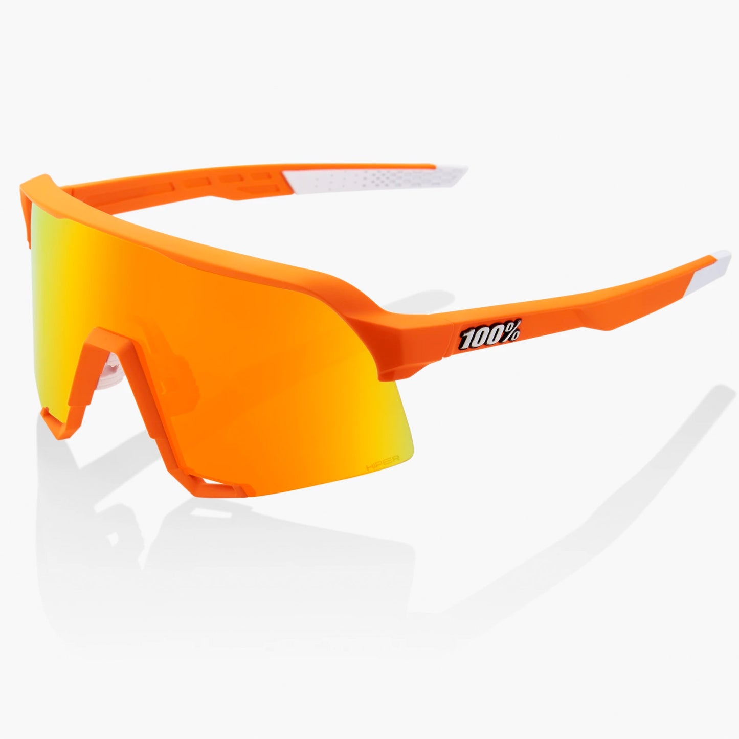 100% S3 Cycling Sunglassesd - Soft Tact Neon Orange with Hiper Red Multilayer Mirror Lens + Clear Lens, buy online at Woolys Wheels with free delivery