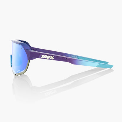 100% S2 Cycling Sunglasses - Matte Metallic Into the Fade Blue Topaz Multilayer Mirror Lens + Clear Lens Included