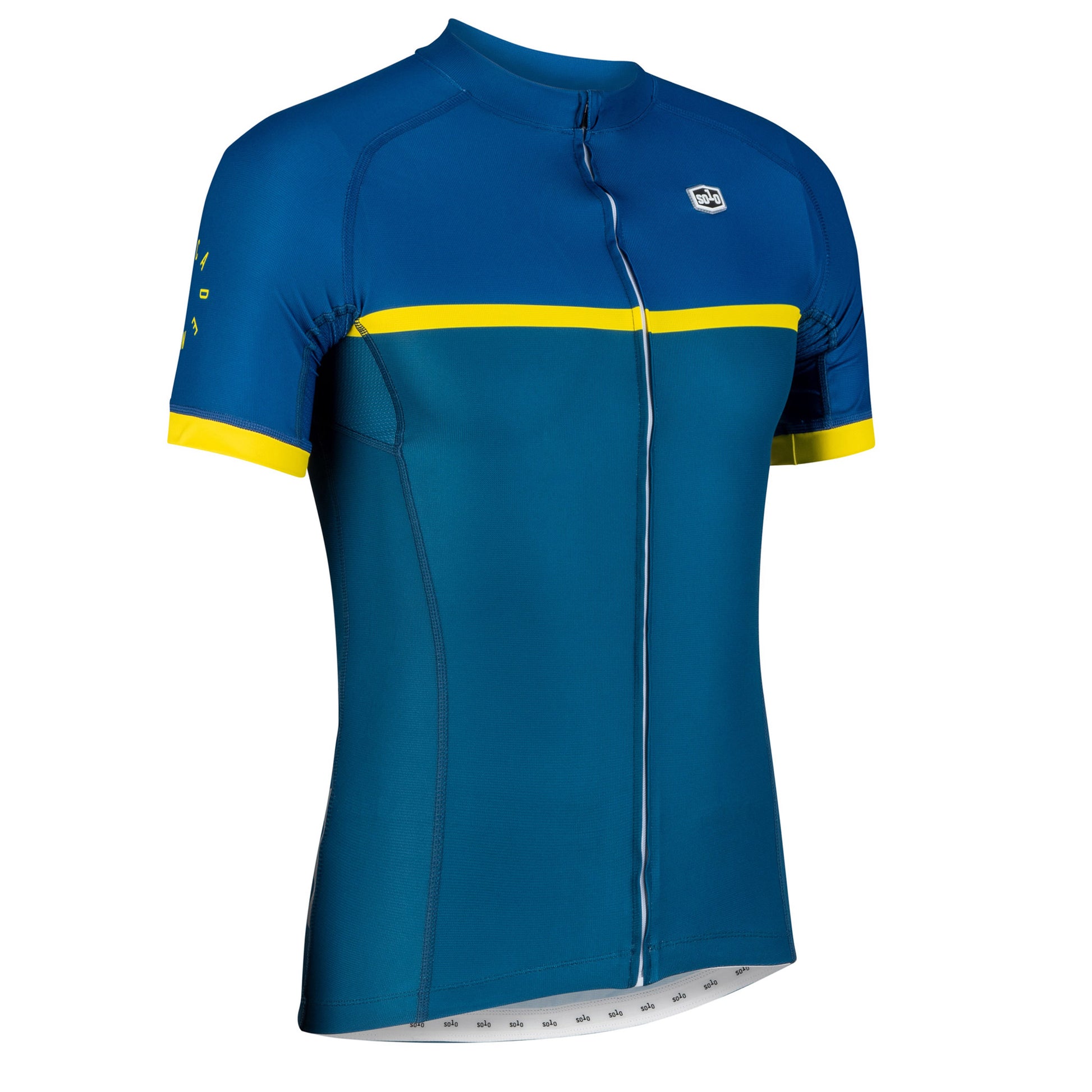 Solo Mens Cadence Jersey, Blue/Fluro Yellow, buy online at Woolys Wheels with free delivery