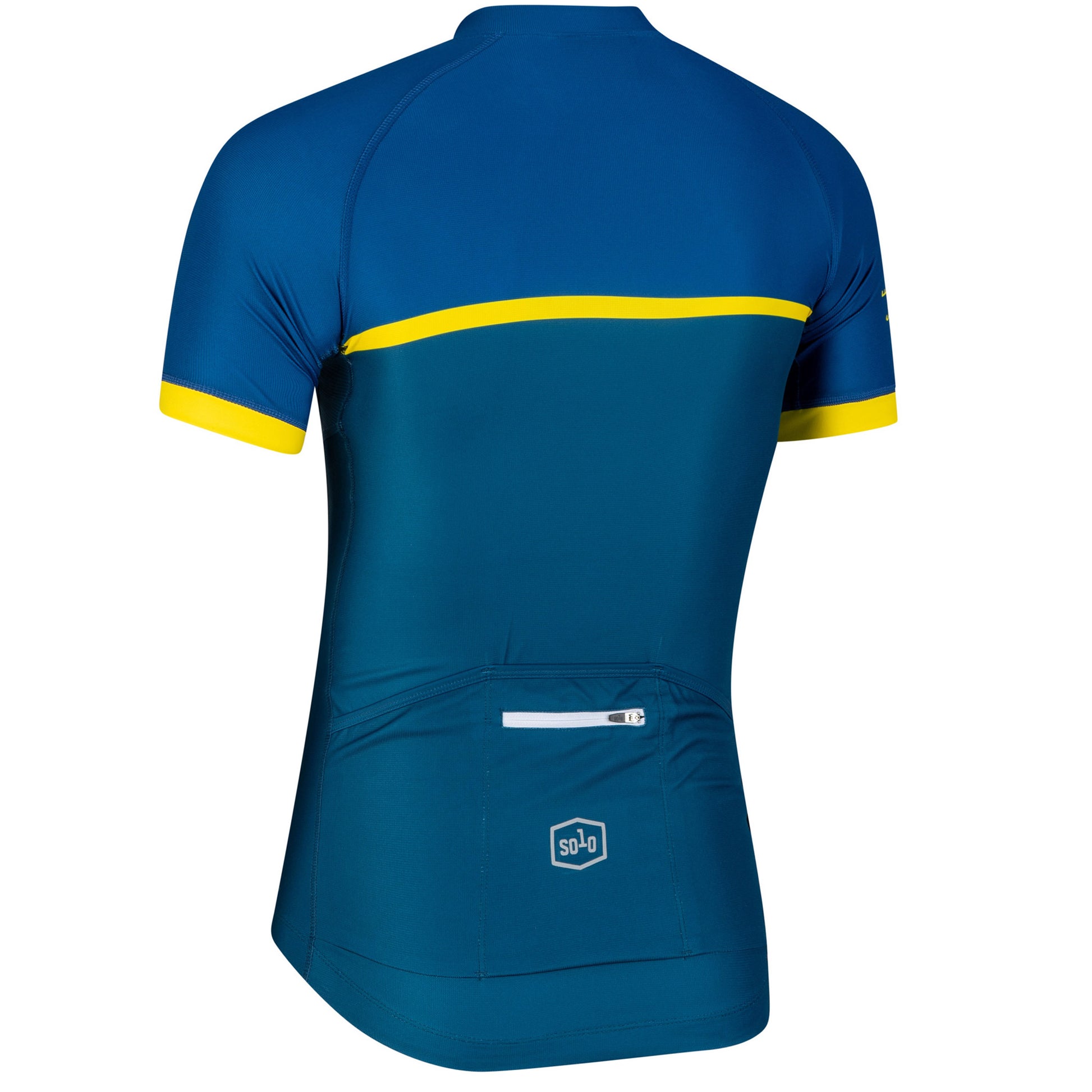 Solo Mens Cadence Jersey, Blue/Fluro Yellow, buy online at Woolys Wheels with free delivery