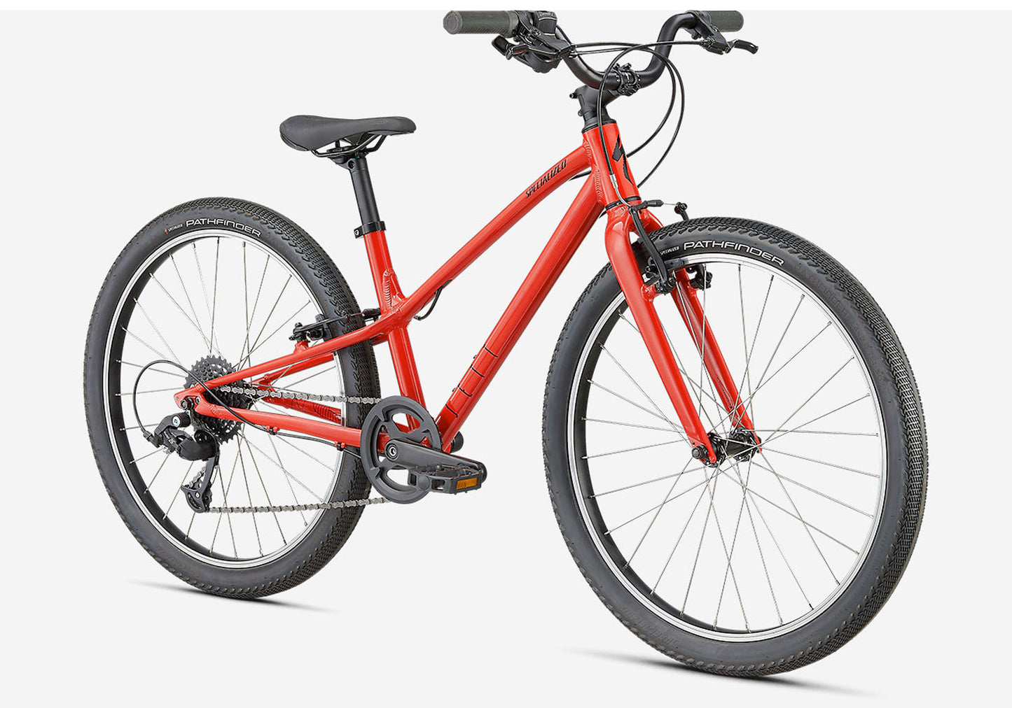 2022 Specialized Jett 24" 8 Speed Kids Bike - Gloss Flo Red - Rider height: 117 - 155cm buy at Woolys Wheels bike shop Sydney