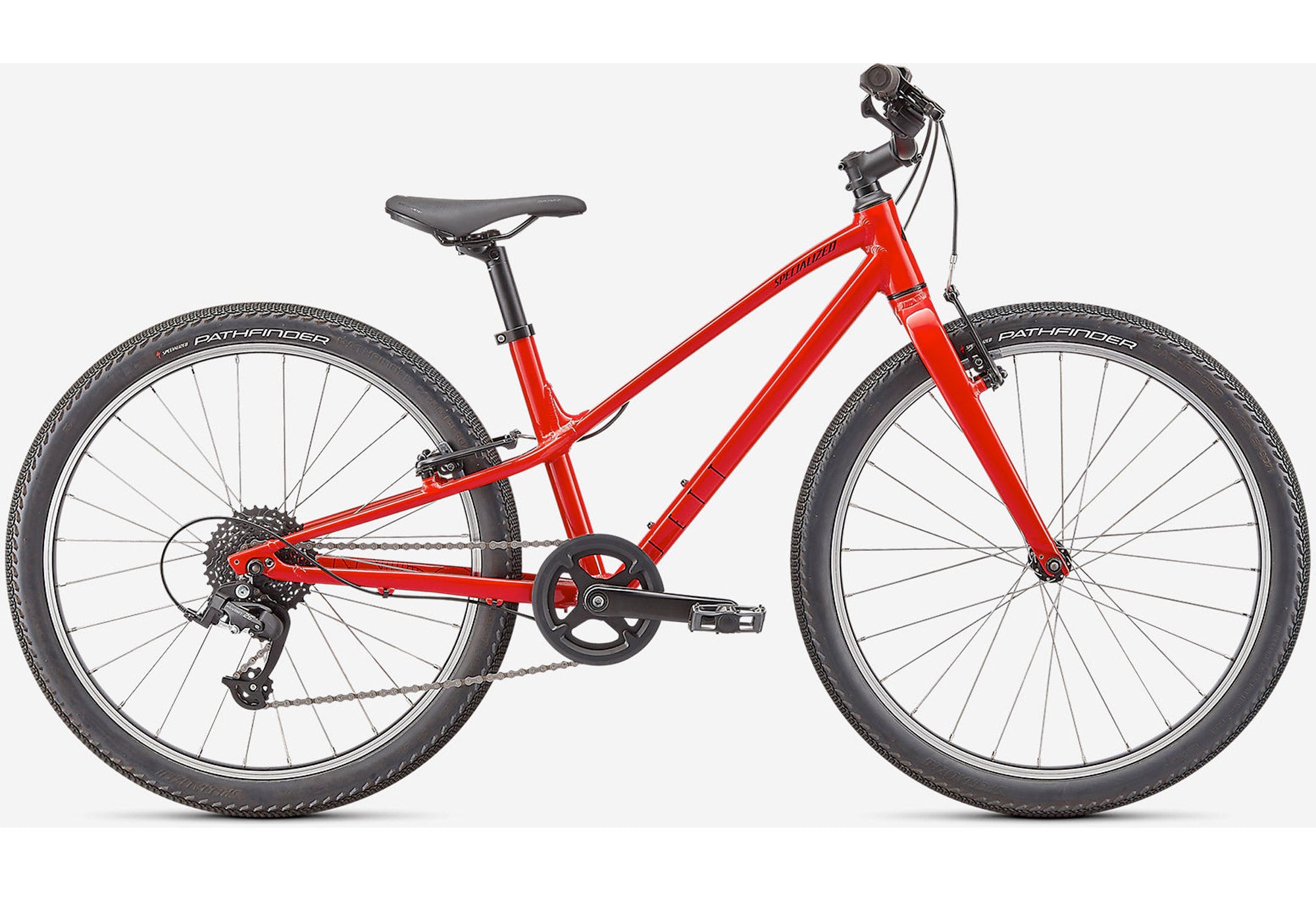 Specialized Jett 24 8 Speed Kids Bike Gloss Flo Red Rider height woolyswheels