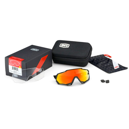 100% Speedtrap Cycling Sunglasses - Soft Tact Grey Camo with HiPER Red Multilayer Mirror Lens