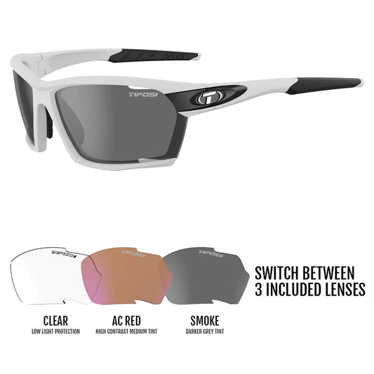 Tifosi Kilo Cycling Sunglasses, Black/White with three interchangeable lenses