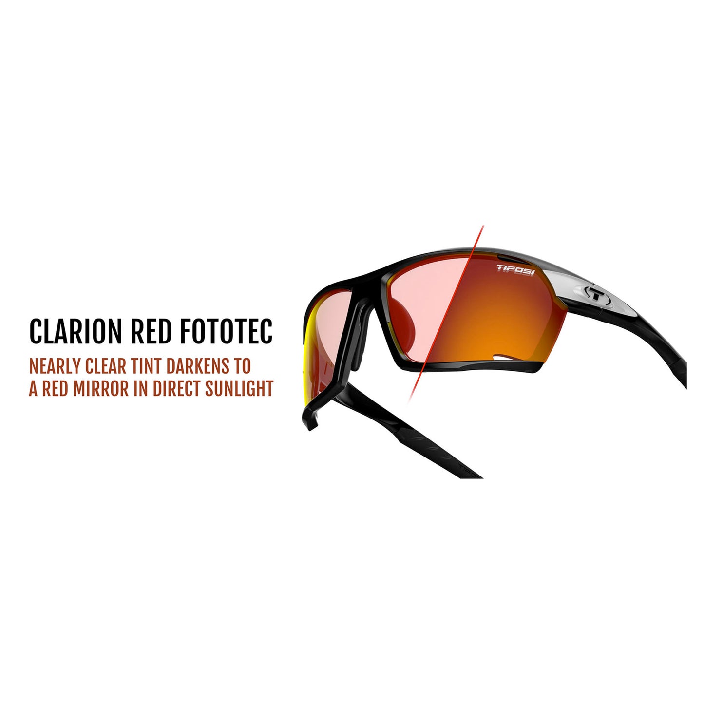 Tifosi Kilo Cycling Sunglasses, Black/White With Clarion Red Fototec Lens