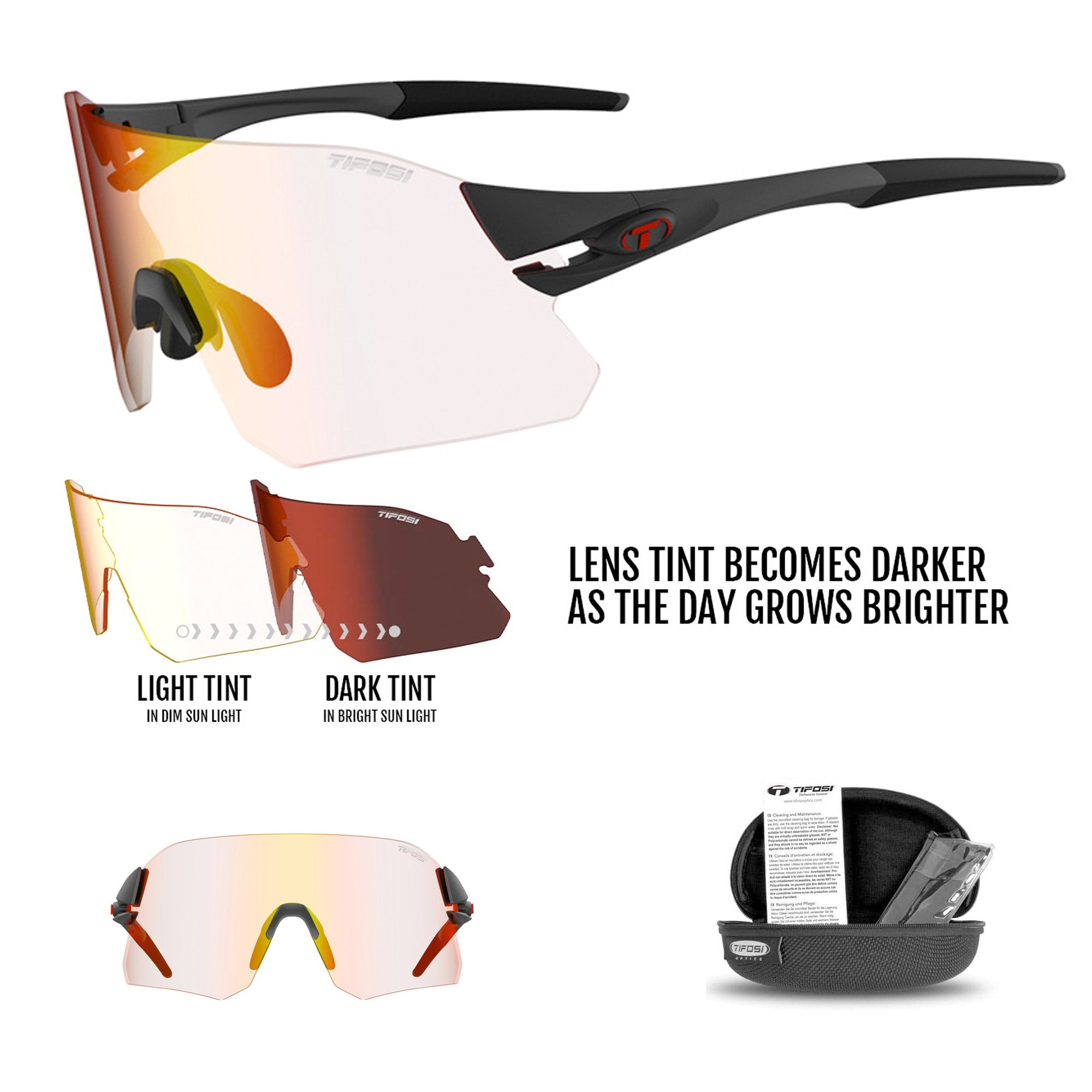 Tifosi Rail Sunglasses Matte Black with Clarion Fototec Lens ...