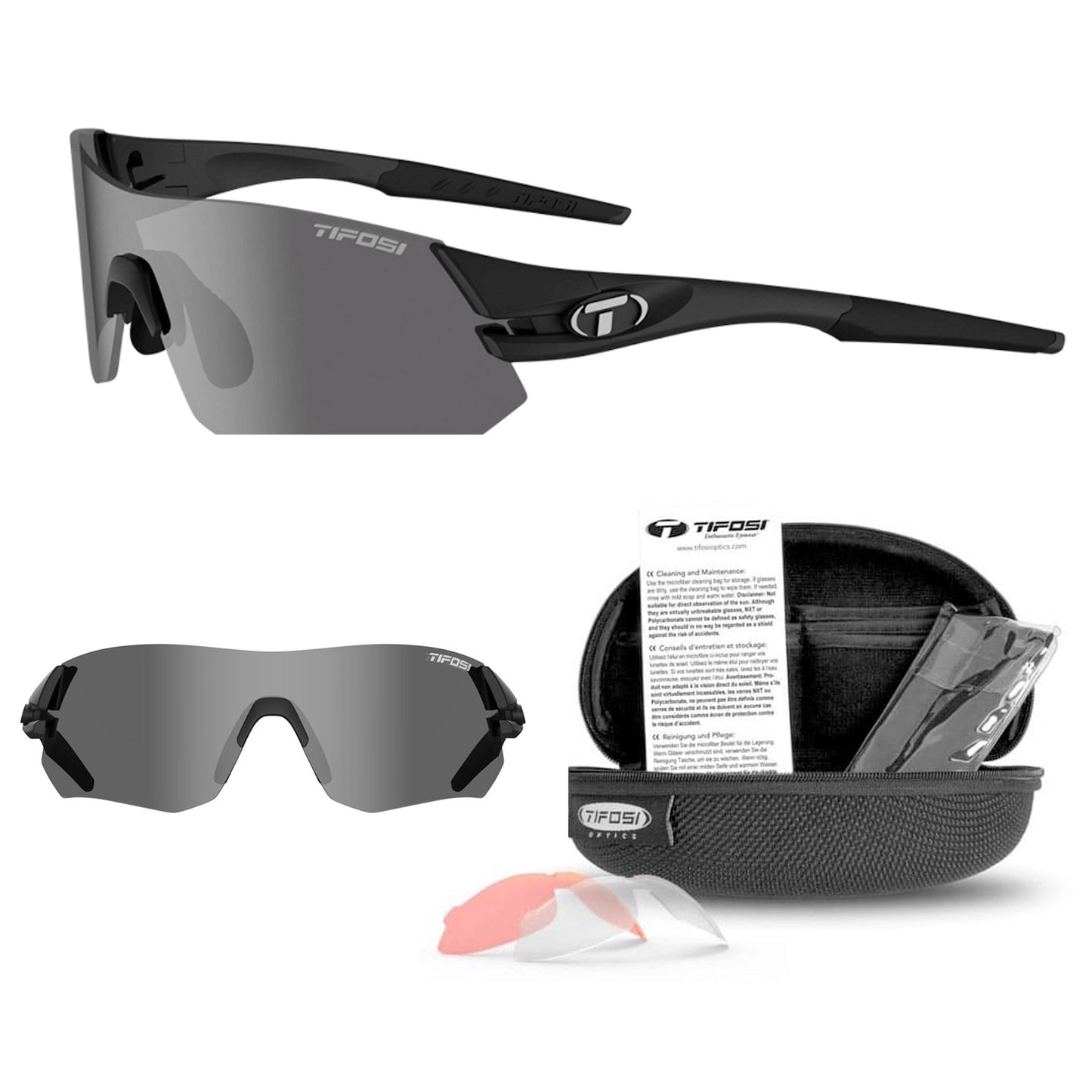 Tifosi Tsali Cycling Sunglasses With Three Interchangeable Lenses - Matte Black , buy online at Woolys Wheels with free delivery