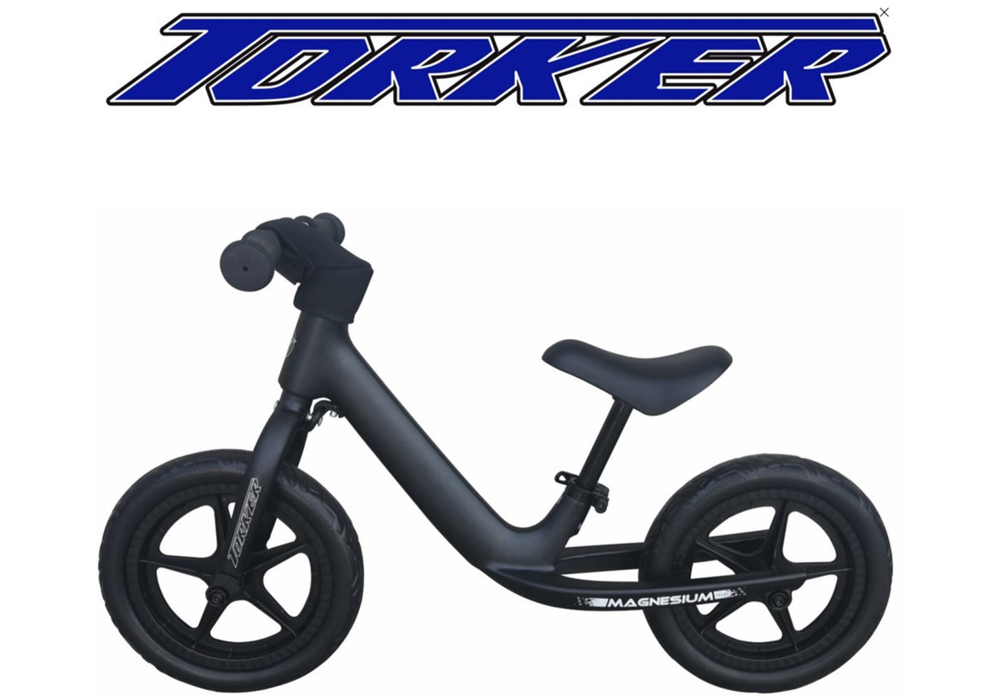 Torker Magnesium Balance Bike, Black With Customisable Name Graphic, Woolys Wheels Sydney