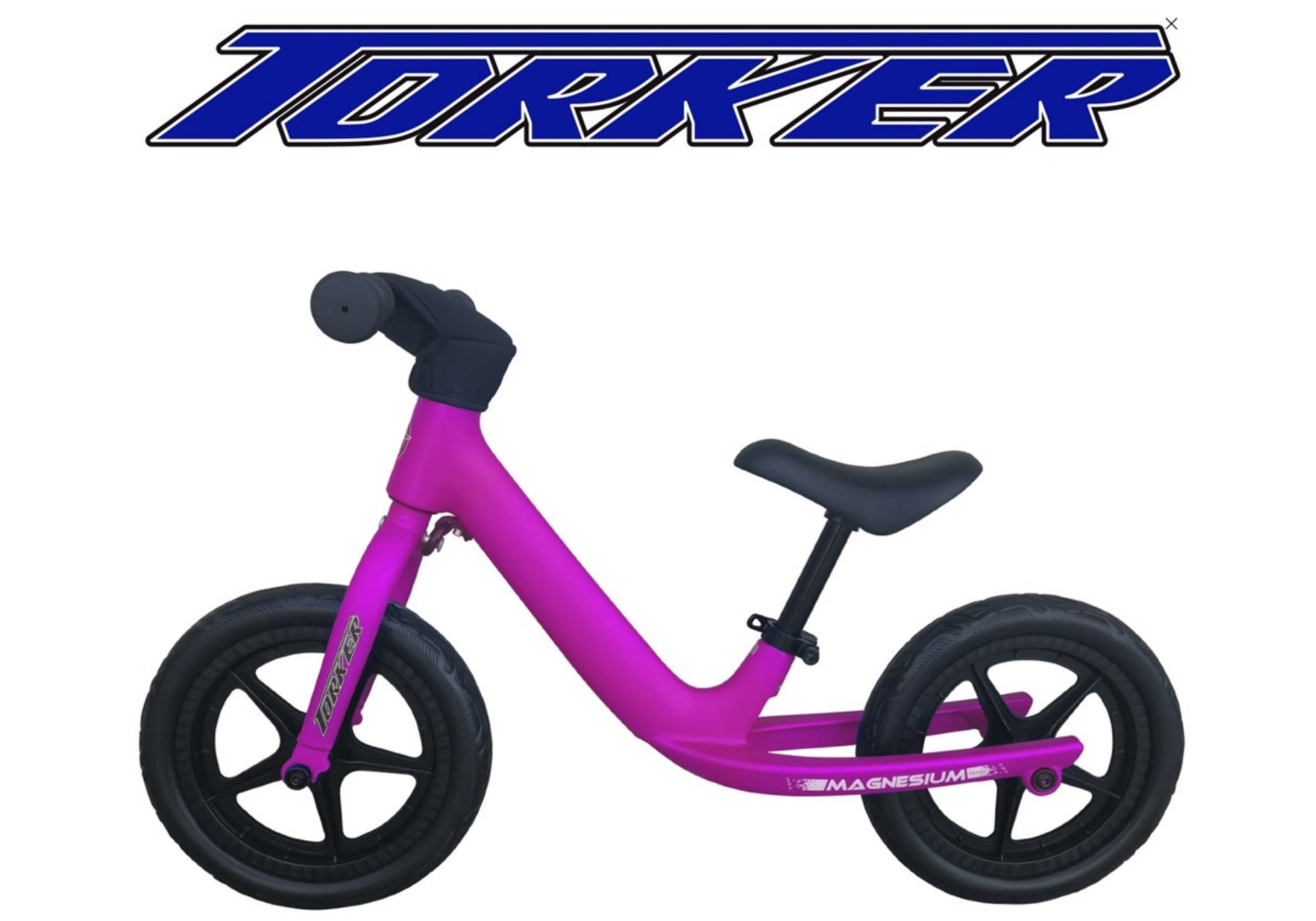 Torker Magnesium Balance Bike, Pink With Customisable Name Graphic, Woolys Wheels Sydney